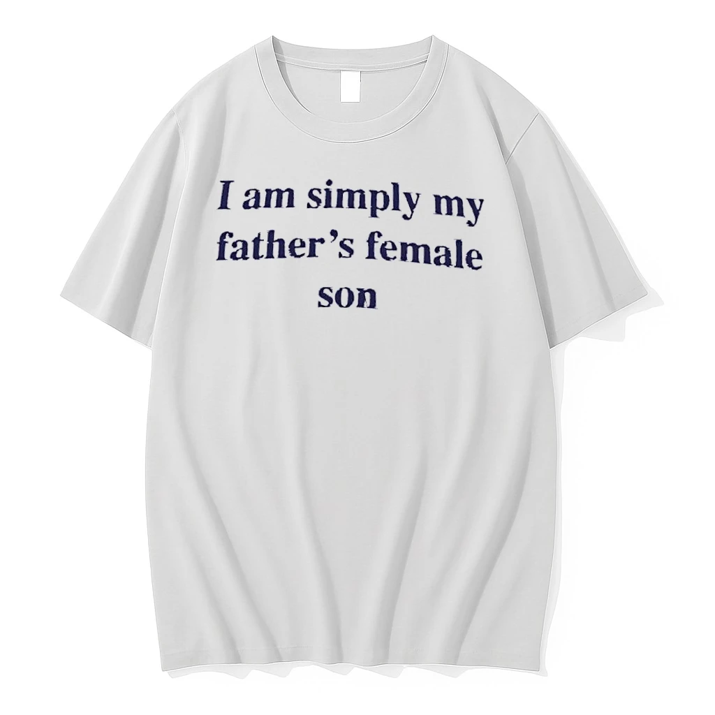Officials I Am Simply My Fathers Female Son Dark Blue Distressed Text White Womens Premium T Shirt Sweatshirt Hoodie