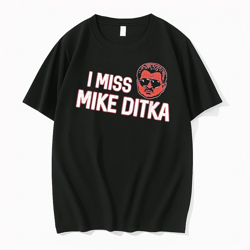Officials I Miss Mike Ditka Distressed Font Caricature Face Aviator Sunglasses Mustache Mens T Shirt Sweater Hoodie
