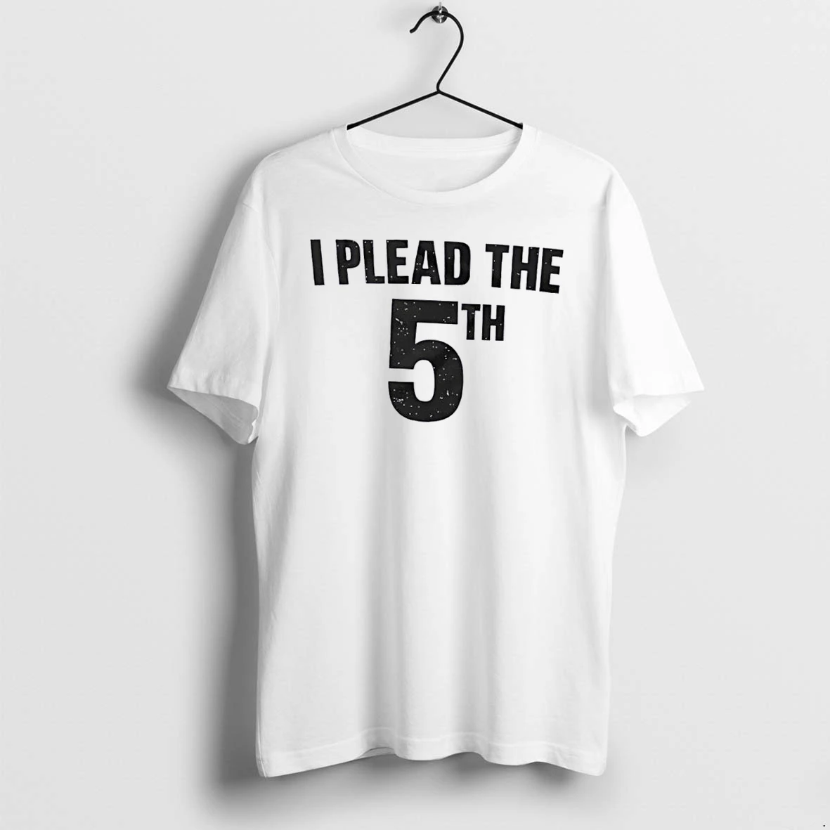 Officials I Plead The 5th Distressed Texture Bold Black Lettering Print White Womens T Shirt Sweater Hoodie