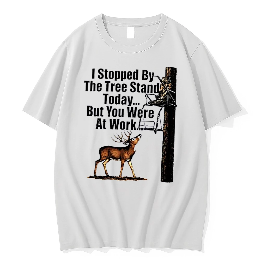 Officials I Stopped By The Tree Stand Today But You Were At Work Buck Deer Looking Up Hunting Platform White Womens Premium T Shirt Sweatshirt Hoodie