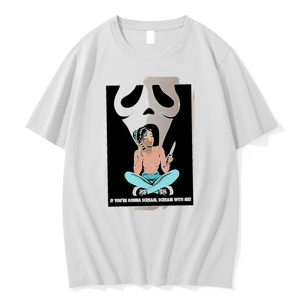 Officials If Youre Gonna Scream Scream With Me Scream Ghostface White Premium T Shirt Sweatshirt Hoodie