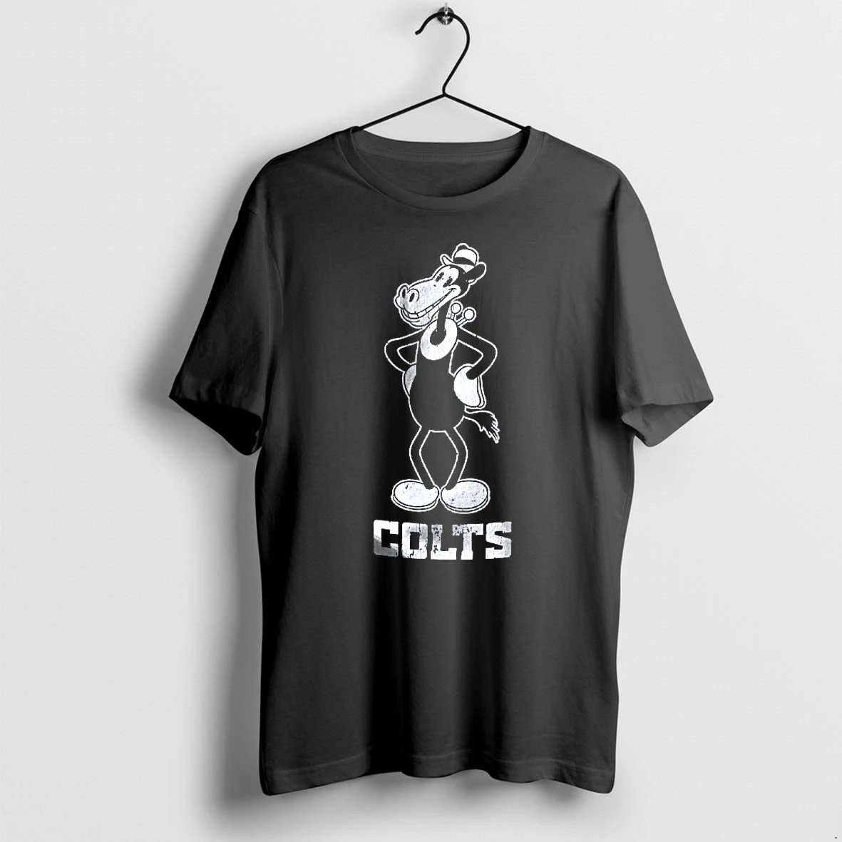 Officials Indianapolis Colts Nfl Cartoon Horse Mascot Wearing Hat Distressed Youth T Shirt Sweater Hoodie