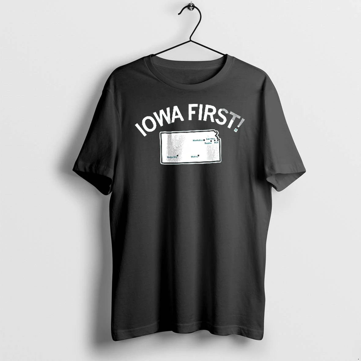 Officials Iowa First Kansas State Map Outline City Locations Line Art Youth T Shirt Sweater Hoodie