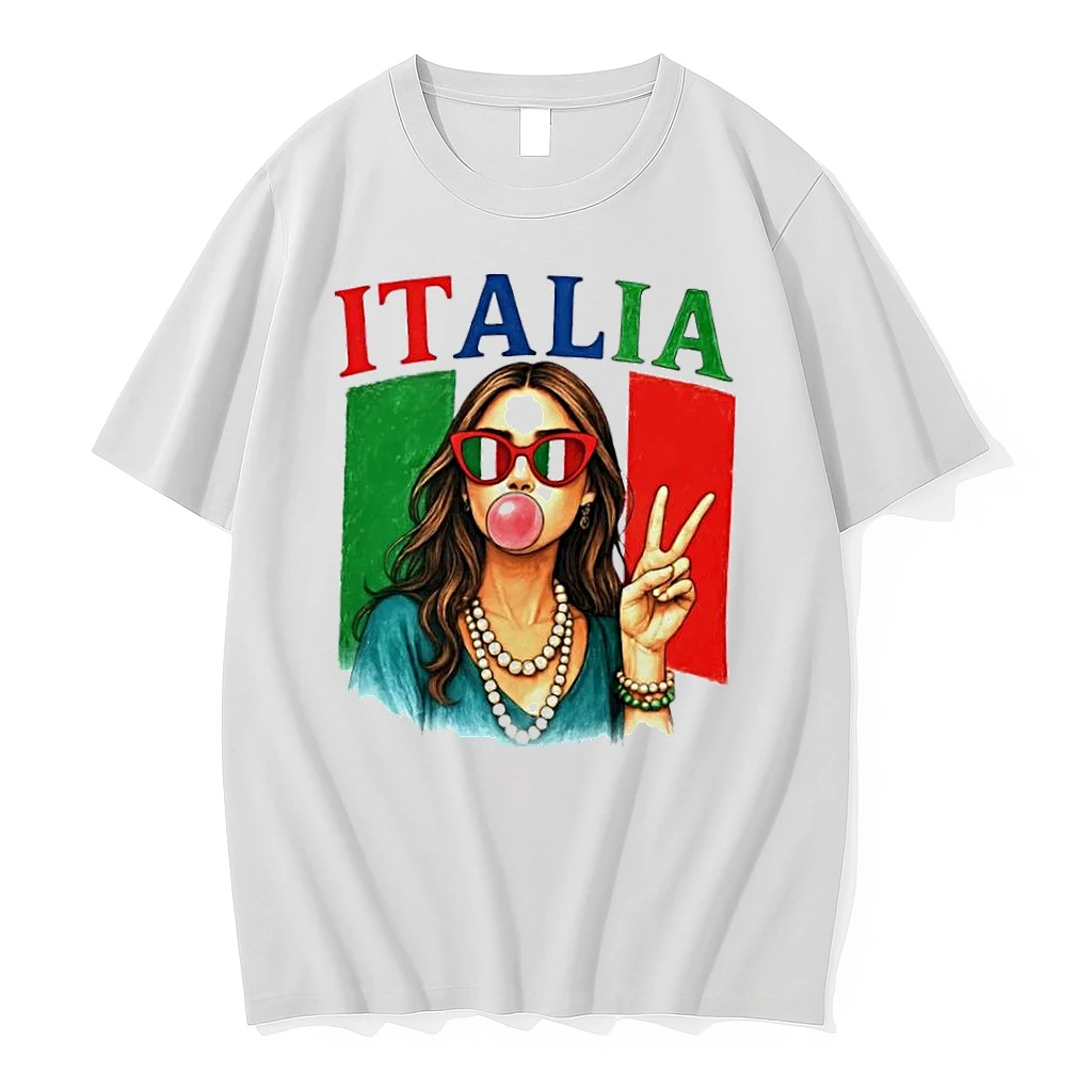 Officials Italia Woman Blowing Pink Bubblegum Sunglasses Peace Sign Flag White Womens Premium T Shirt Sweatshirt Hoodie