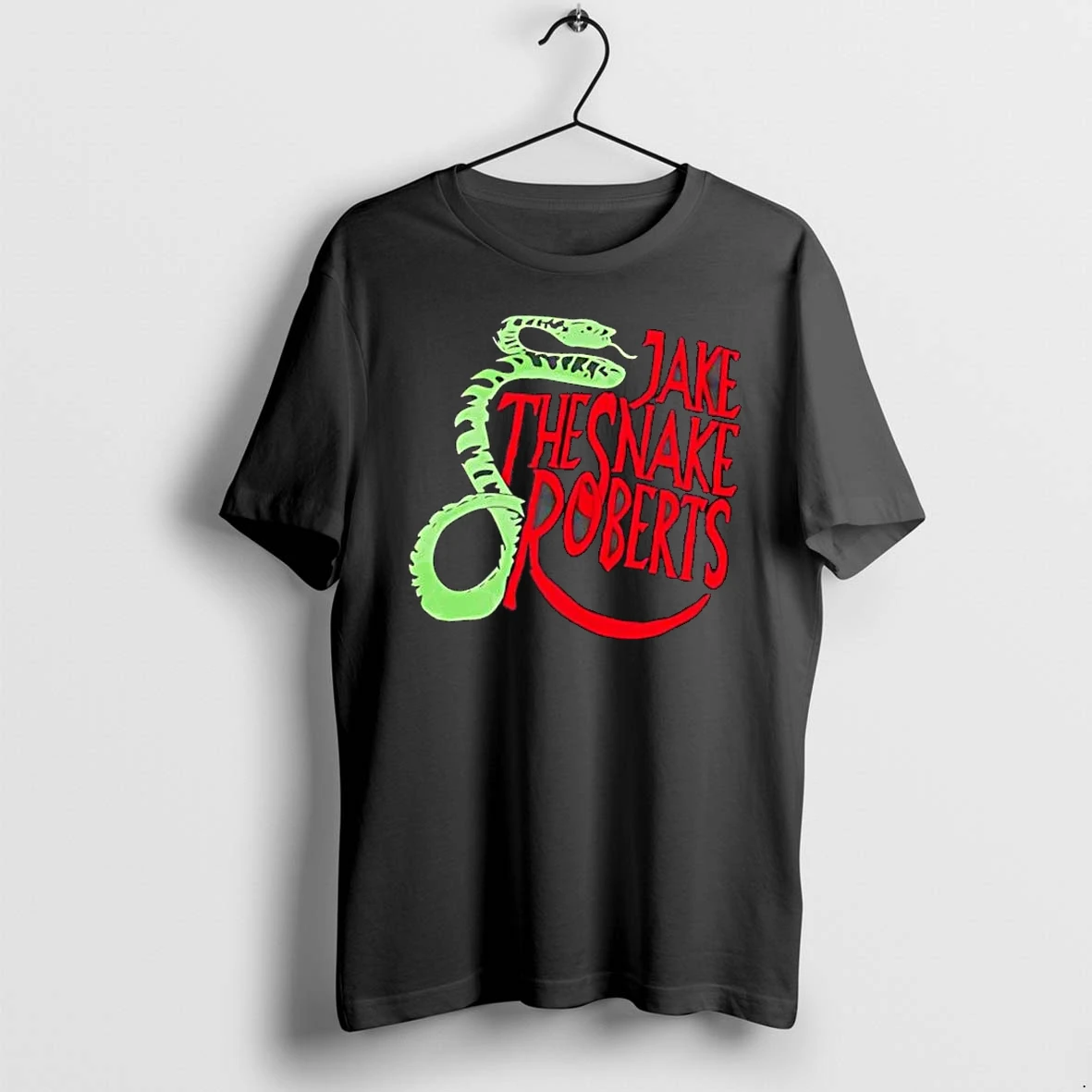 Officials Jake The Snake Roberts Green Coiled Reptile Red Lettering Mens T Shirt Sweater Hoodie