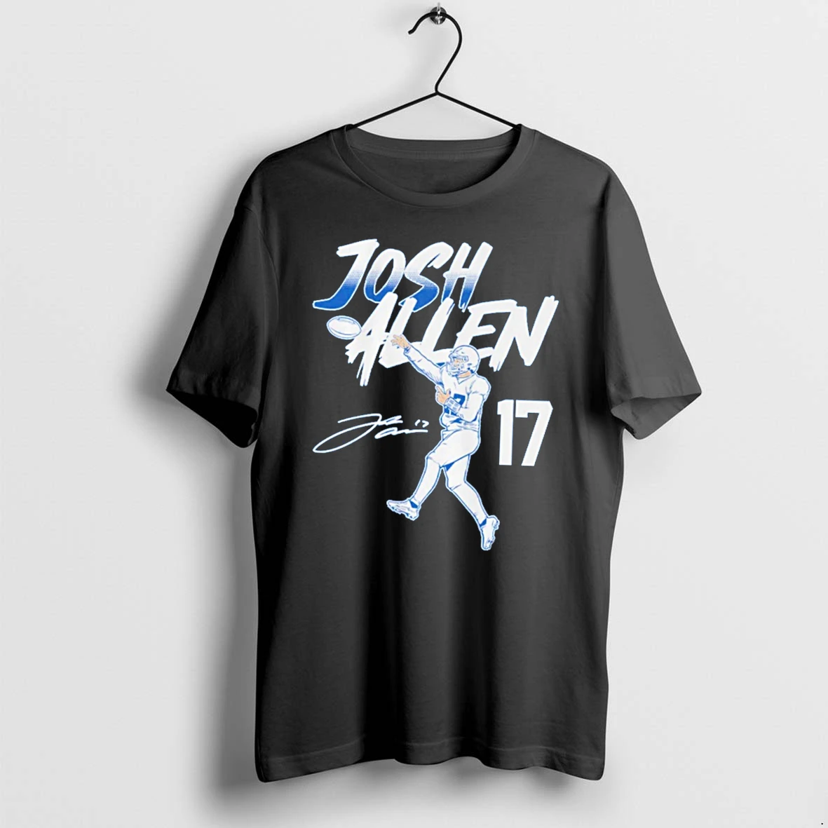 Officials Josh Allen Buffalo Bills Name Number Pose Signature Tee Premium T Shirt Sweatshirt Hoodie
