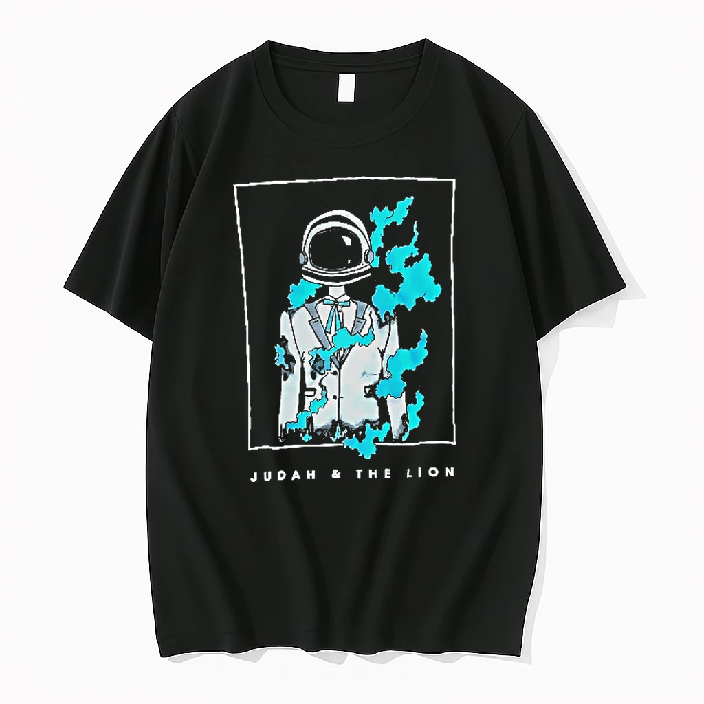 Officials Judah And The Lion Astronaut Helmet Formal Suit Blue Smoke Flames Youth T Shirt Sweater Hoodie