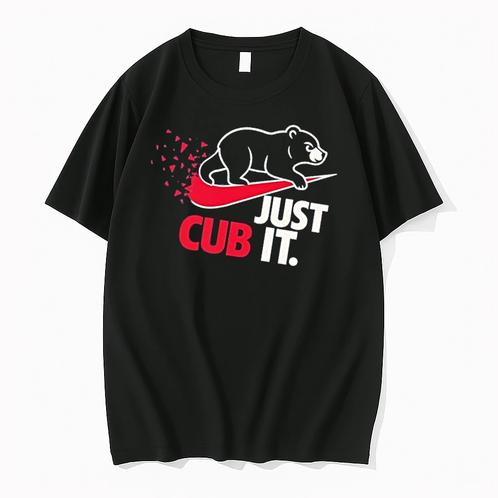 Officials Just Cub It Black Bear Walking On Disintegrating Red Swoosh Logo Mens T Shirt Sweater Hoodie