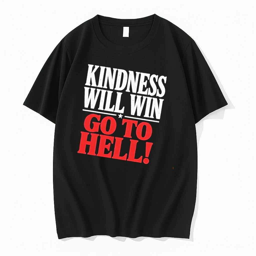 Officials Kindness Will Win Go To Hell Distressed Typography Star Divider Mens T Shirt Sweater Hoodie