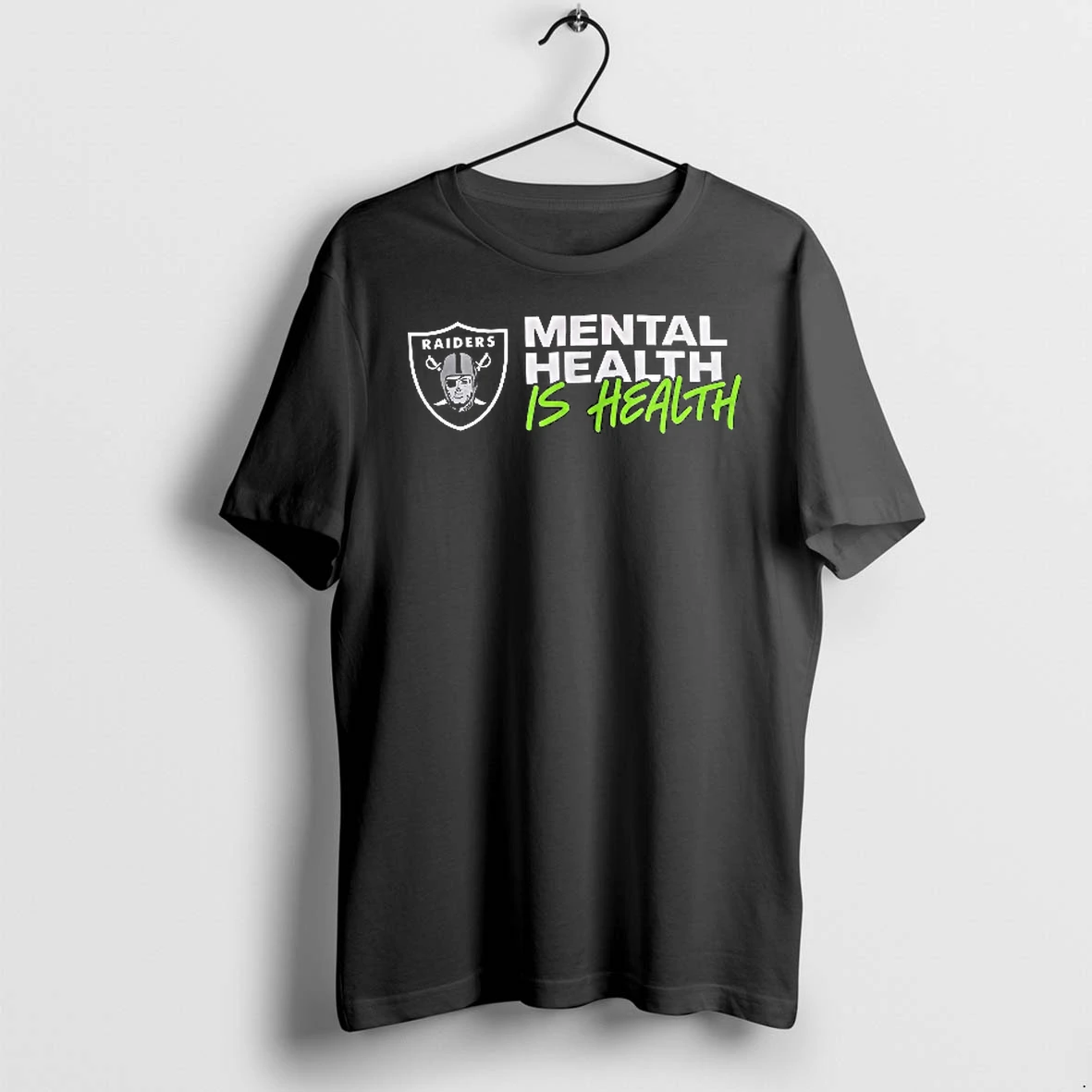 Officials Las Vegas Raiders Nfl Mental Health Is Shield Logo Green Script T Shirt Sweater Hoodie