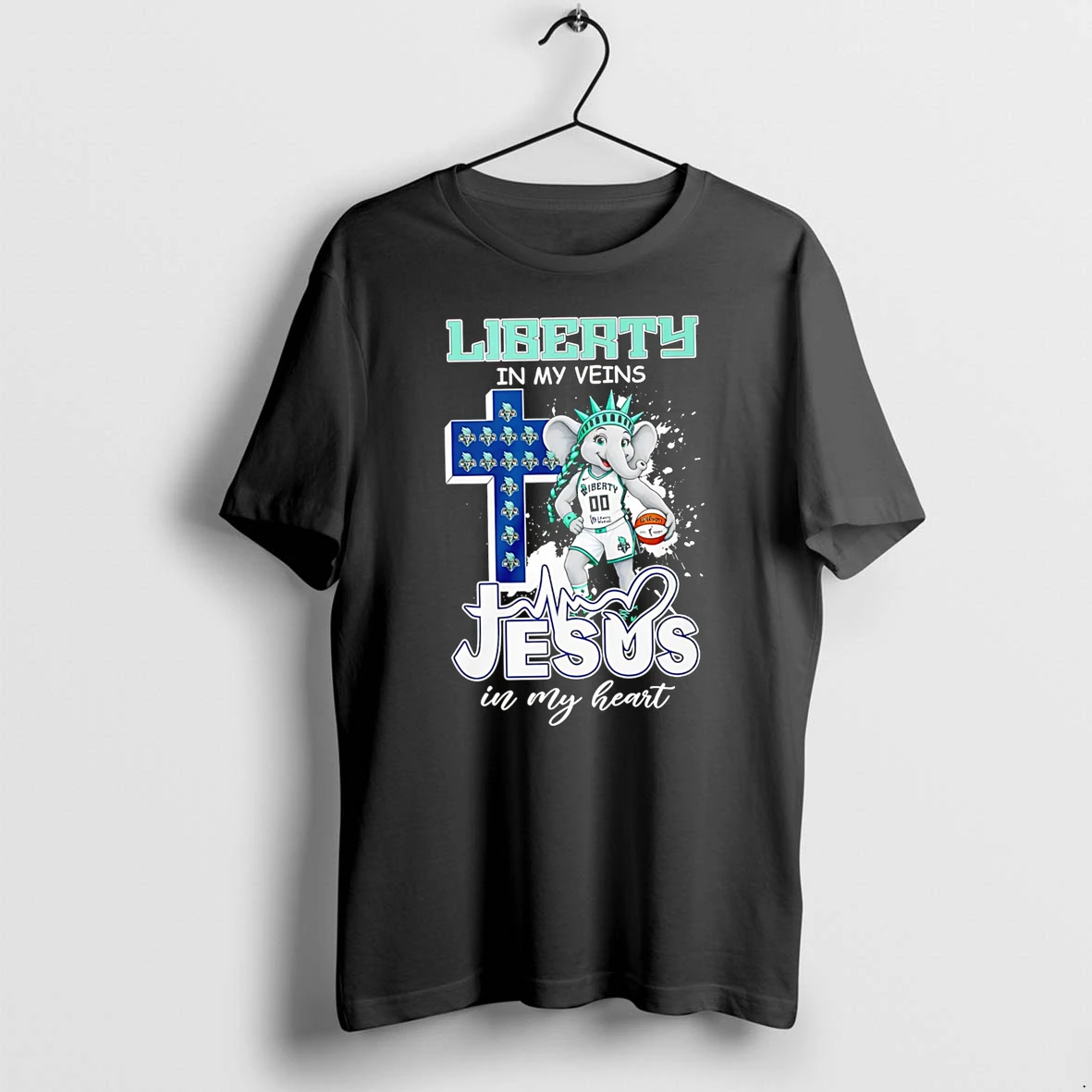 Officials Liberty In My Veins Jesus In My Heart New York Liberty Elephant T Shirt Sweater Hoodie