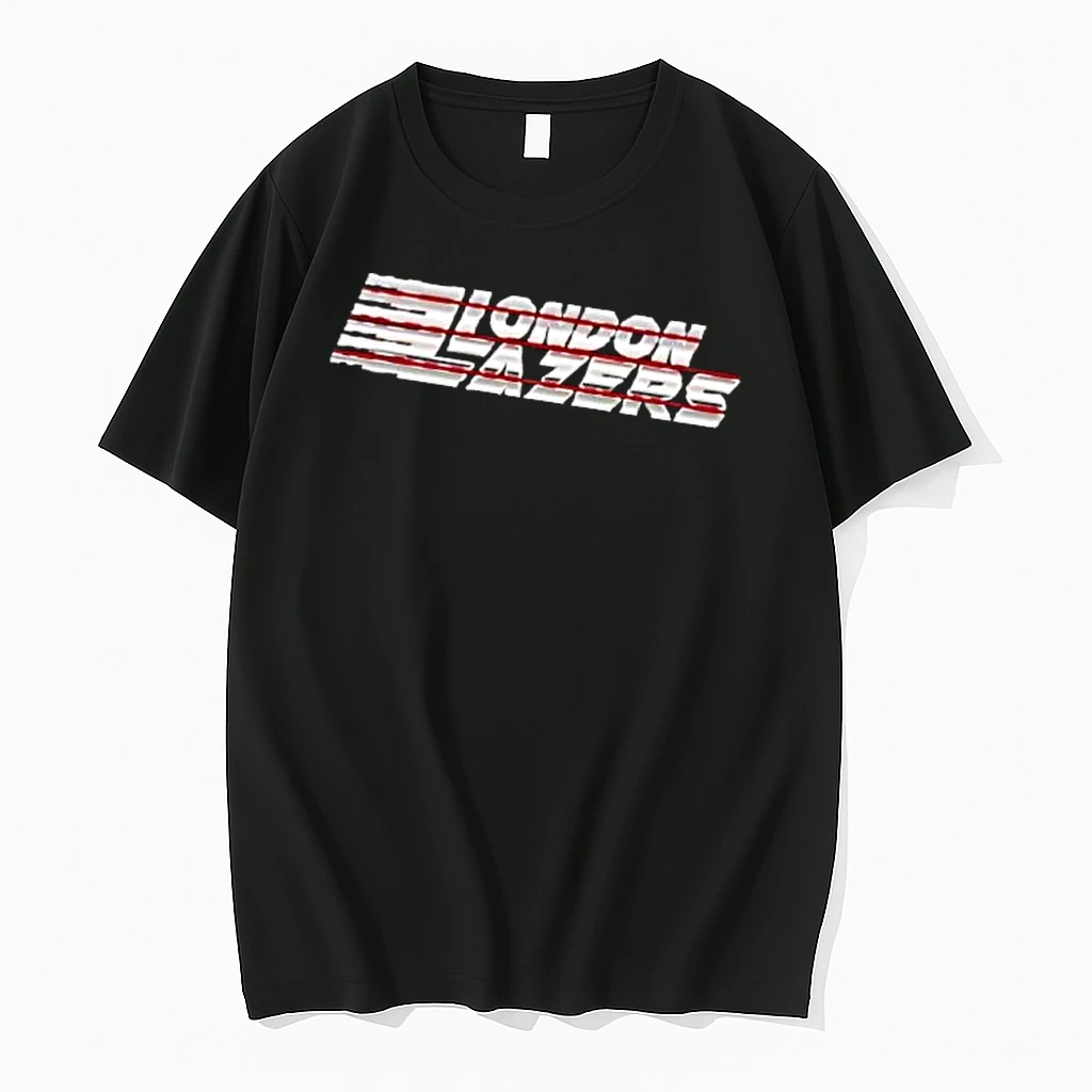 Officials London Lazers Metallic Chrome Typography Red Horizontal Beams Speed Trails Retro Mens T Shirt Sweater Hoodie