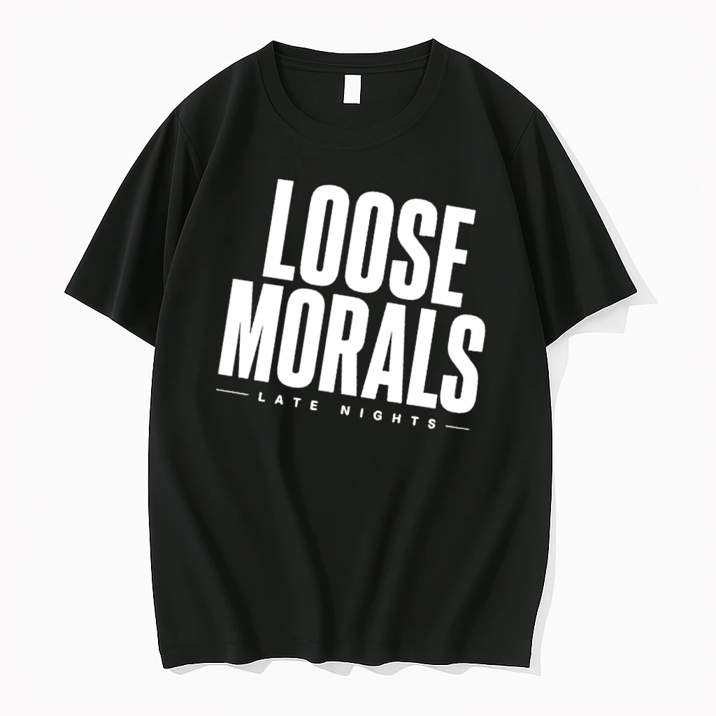 Officials Loose Morals Late Nights Bold Tall Condensed Typography Horizontal Lines Mens Premium T Shirt Sweatshirt Hoodie