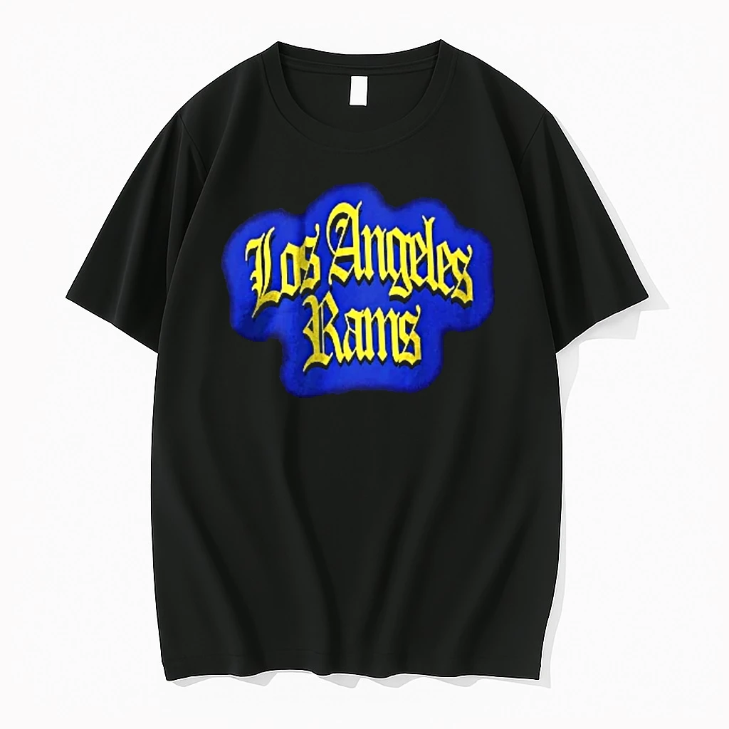 Officials Los Angeles Rams Nfl Yellow Gothic Lettering Blue Aura Glow Youth T Shirt Sweater Hoodie