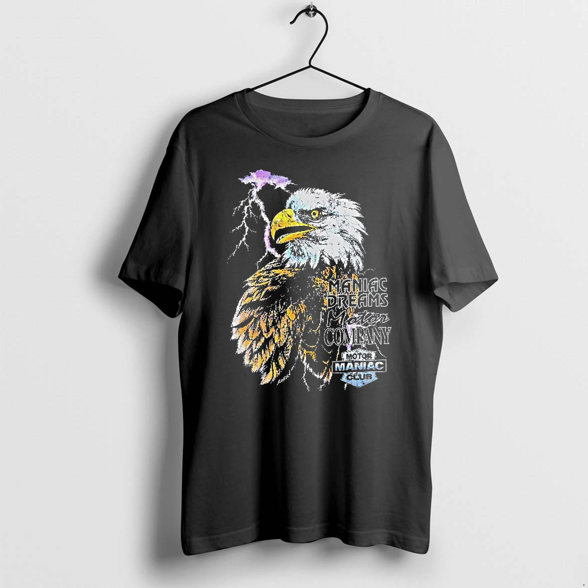Officials Maniac Dreams Motor Company Club Bald Eagle Purple Lightning Bolt T Shirt Sweater Hoodie