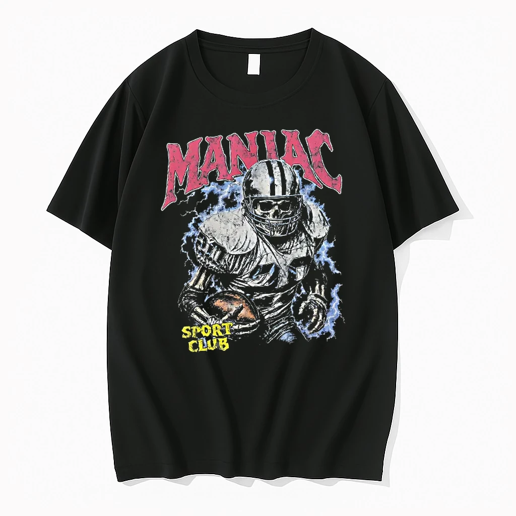 Officials Maniac Sport Club Skeleton Football Player T Shirt Sweater Hoodie