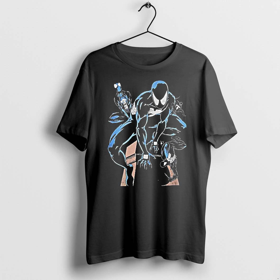 Officials Marvel Spider Man Black Symbiote Suit Action Poses Comic Illustration T Shirt Sweater Hoodie