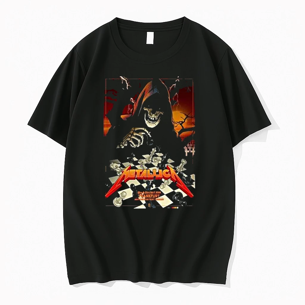 Officials Metallica M72 Frankfurt 2026 At Frankfurt Germany Deutsche Bank Park On 22 And 24 May 2026 Skeleton Playing Chess Art Sweat Black T Shirt Sweater Hoodie