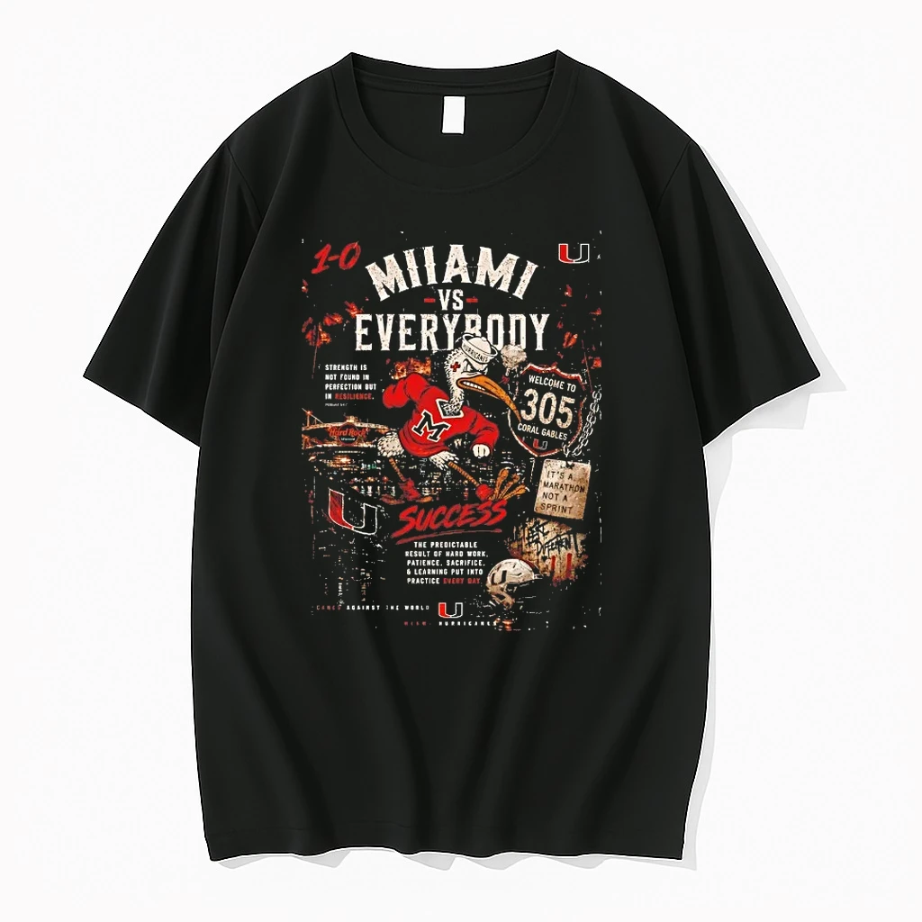 Officials Miami Hurricanes Miami Vs Everybody Success The Predictable Result Of Hard Work Patience Sacrifice T Shirt Sweater Hoodie