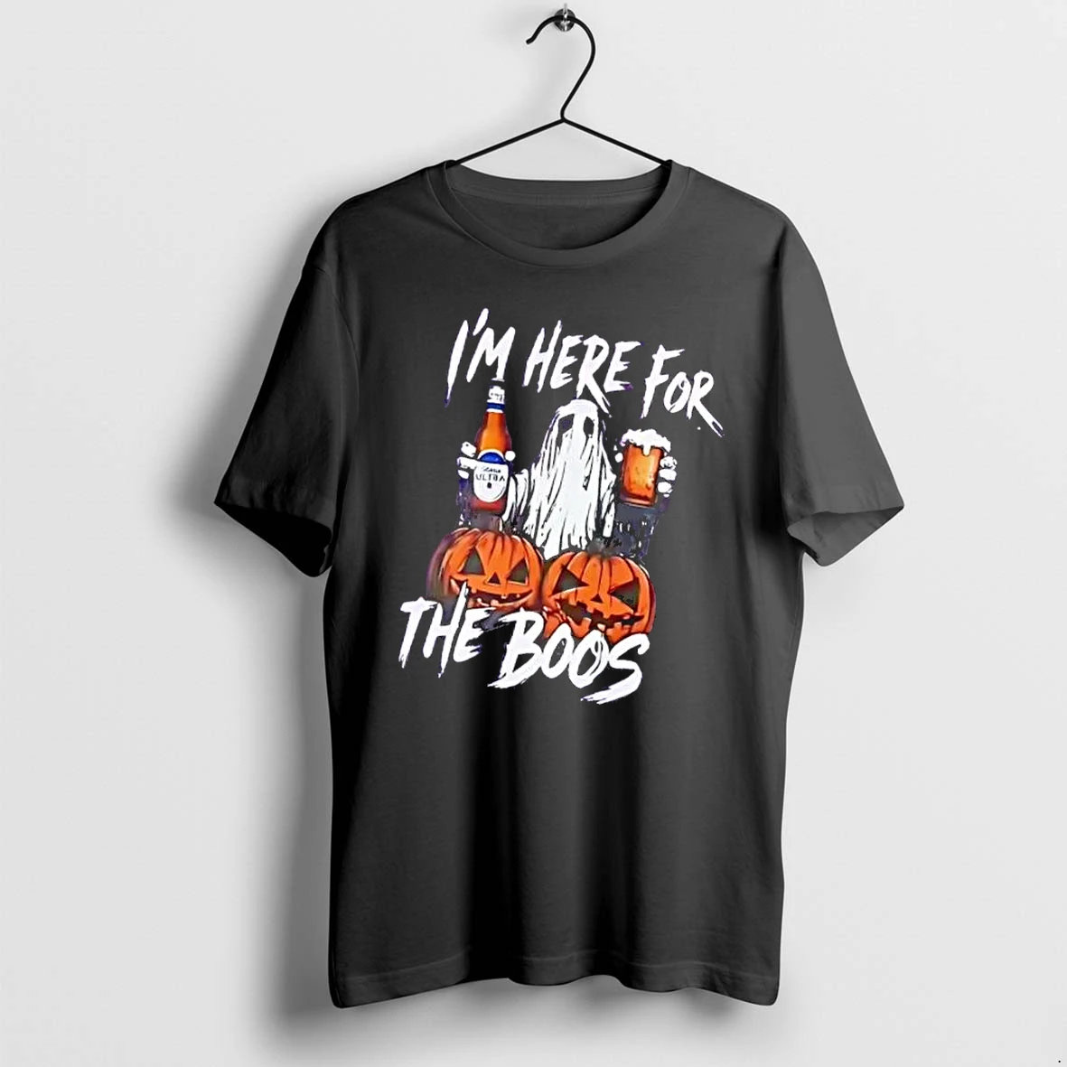 Officials Michelob Ultra Im Here For The Boos Ghost Holding Beer Pumpkins Mens T Shirt Sweater Hoodie