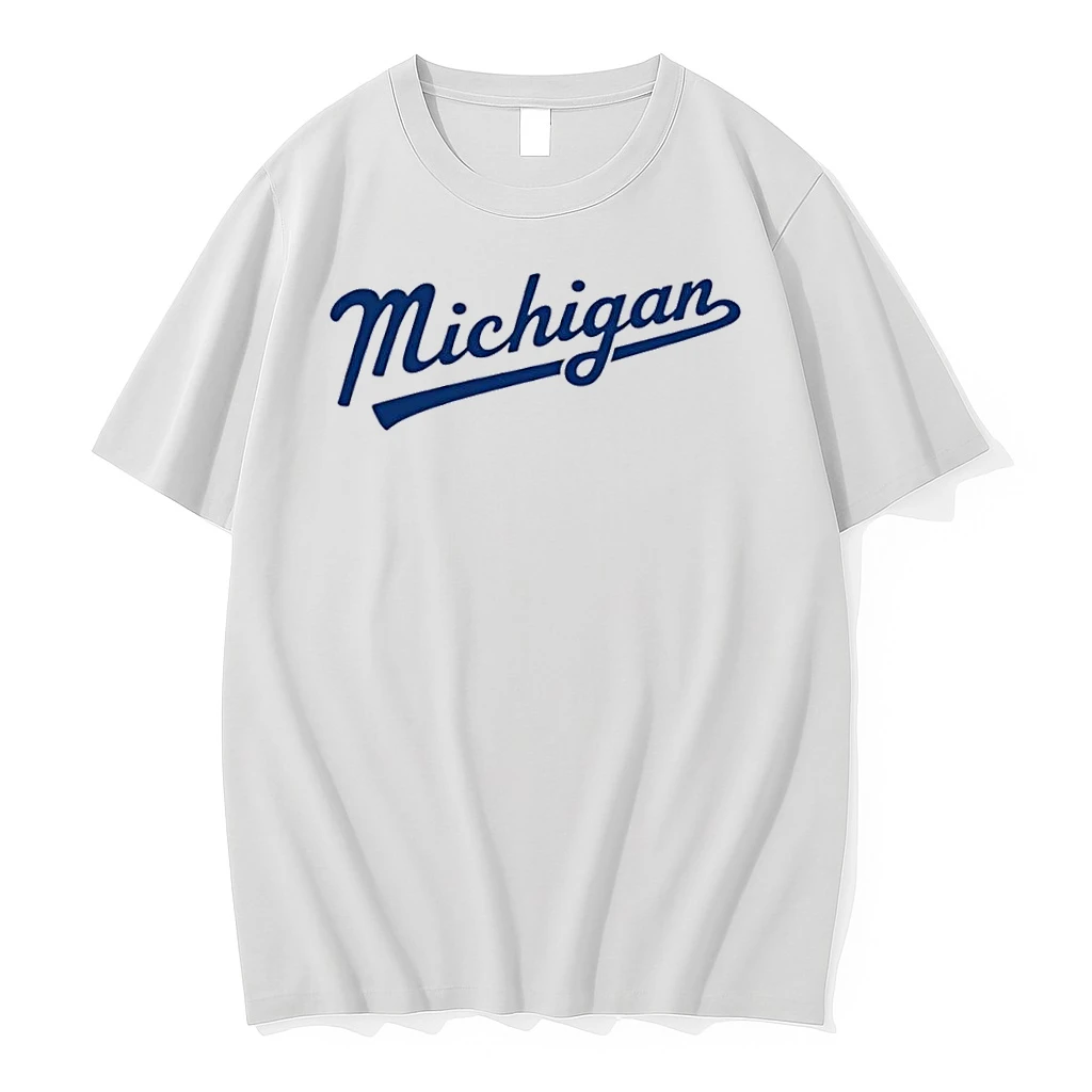 Officials Michigan Ncaa Cursive Script Typography Baseball White Womens T Shirt Sweater Hoodie