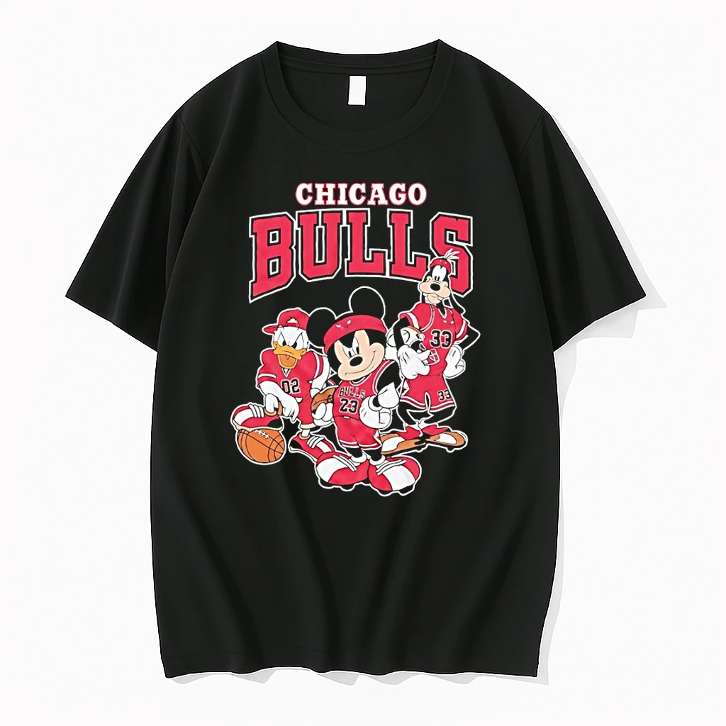 Officials Mickey Mouse Donald Duck Goofy Wearing Chicago Bulls Basketball Jersey T Shirt Sweater Hoodie
