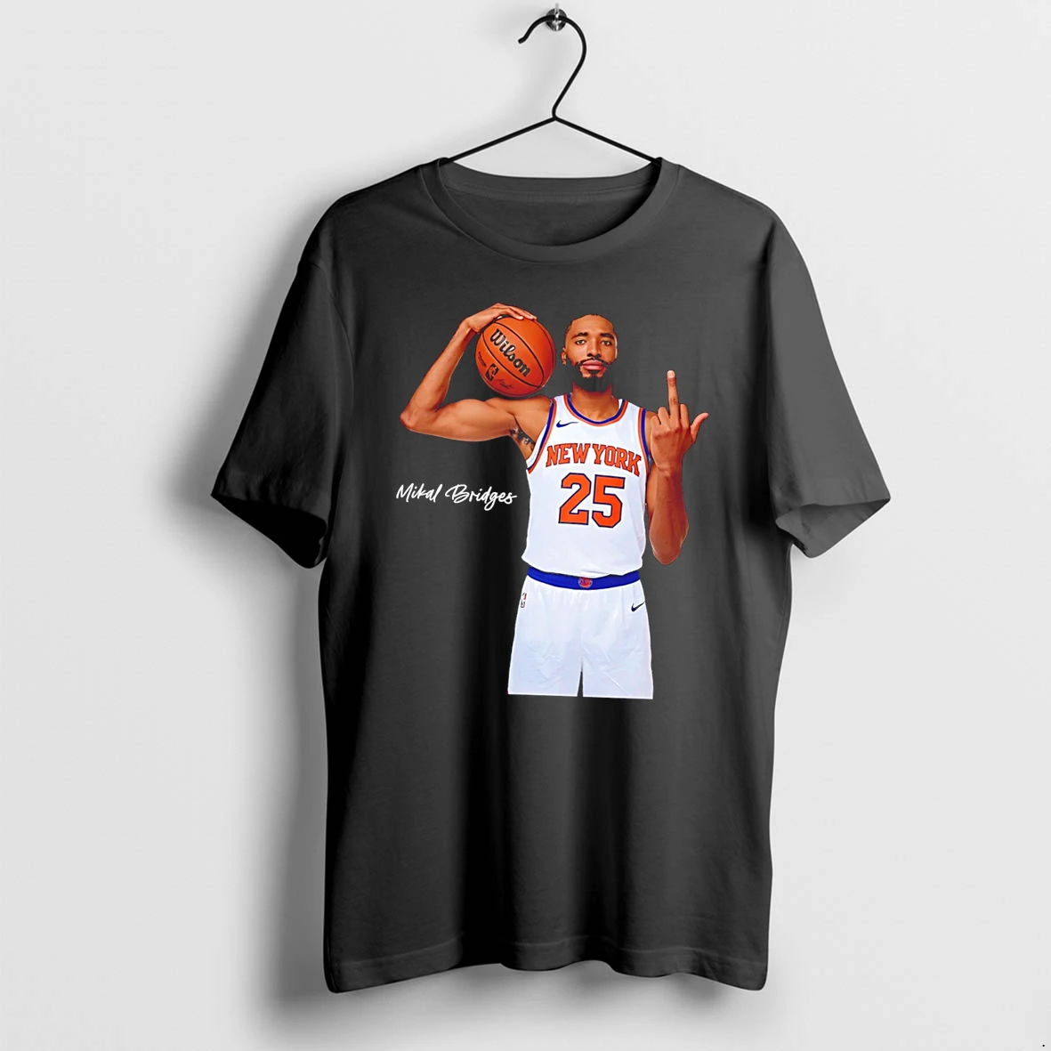 Officials Mikal Bridges New York Knicks Middle Finger Tee T Shirt Sweater Hoodie