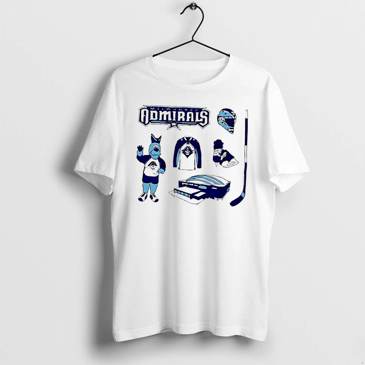 Officials Milwaukee Admirals Mascot Goalie Mask Jersey Skates Arena Stick White Womens Premium T Shirt Sweatshirt Hoodie