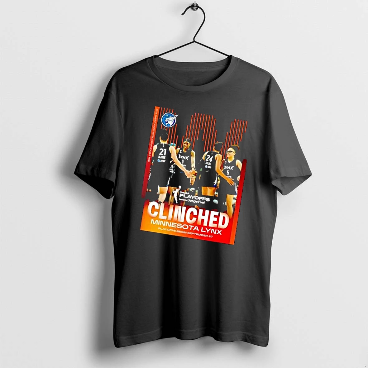 Officials Minnesota Lynx Wnba Clinched Playoffs Begin September 27 Mcbride Collier 2026 Four Players Celebrating Photo Mens Premium T Shirt Sweatshirt Hoodie