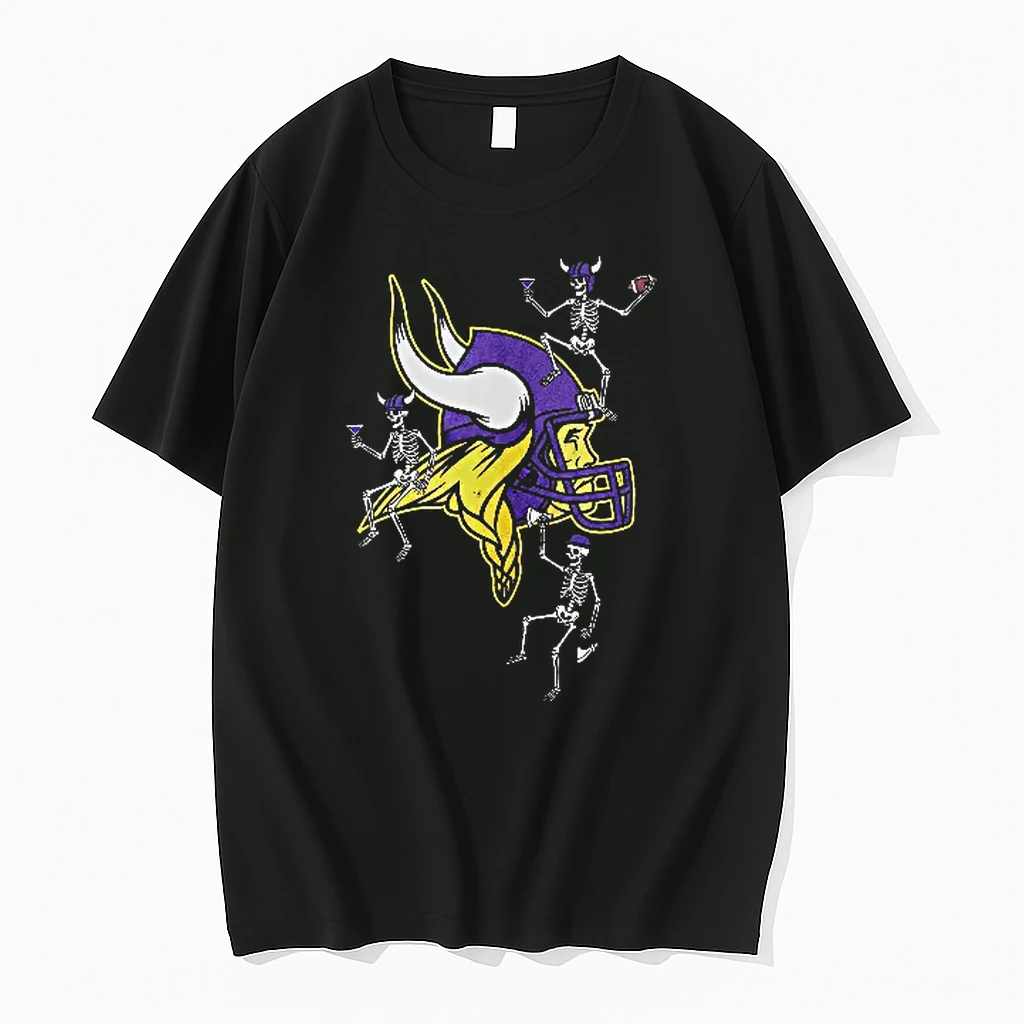 Officials Minnesota Vikings Nfl Logo Skeletons Cocktails Football Axe Distressed T Shirt Sweater Hoodie
