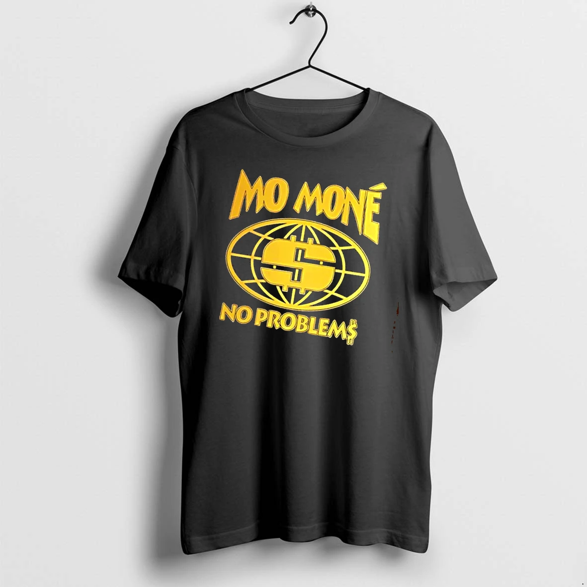 Officials Mo Mone No Problems Gold Globe Dollar Sign Symbol Black Background Mens T Shirt Sweater Hoodie