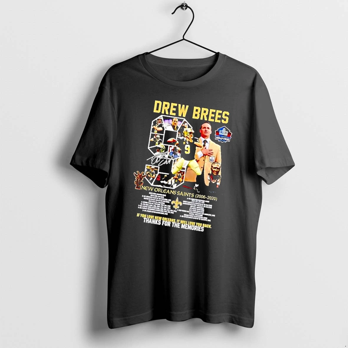 Officials New Orleans Saints Nfl Thanks For The Memories Drew Brees Super Bowl Champion 2006 2020 Number 9 Photo Collage Mens Premium T Shirt Sweatshirt Hoodie