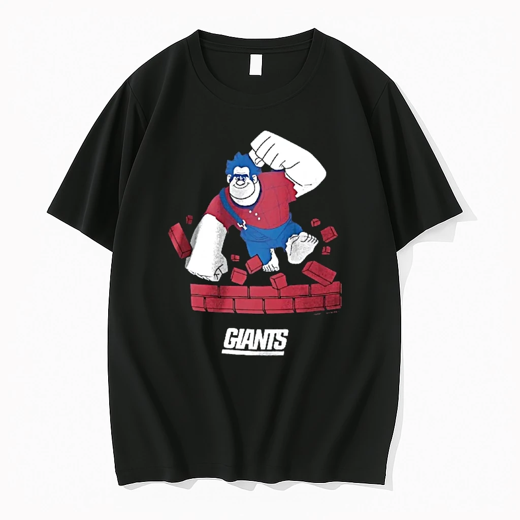 Officials New York Giants Nfl Cartoon Wreck It Ralph Smashing Brick Wall Youth T Shirt Sweater Hoodie