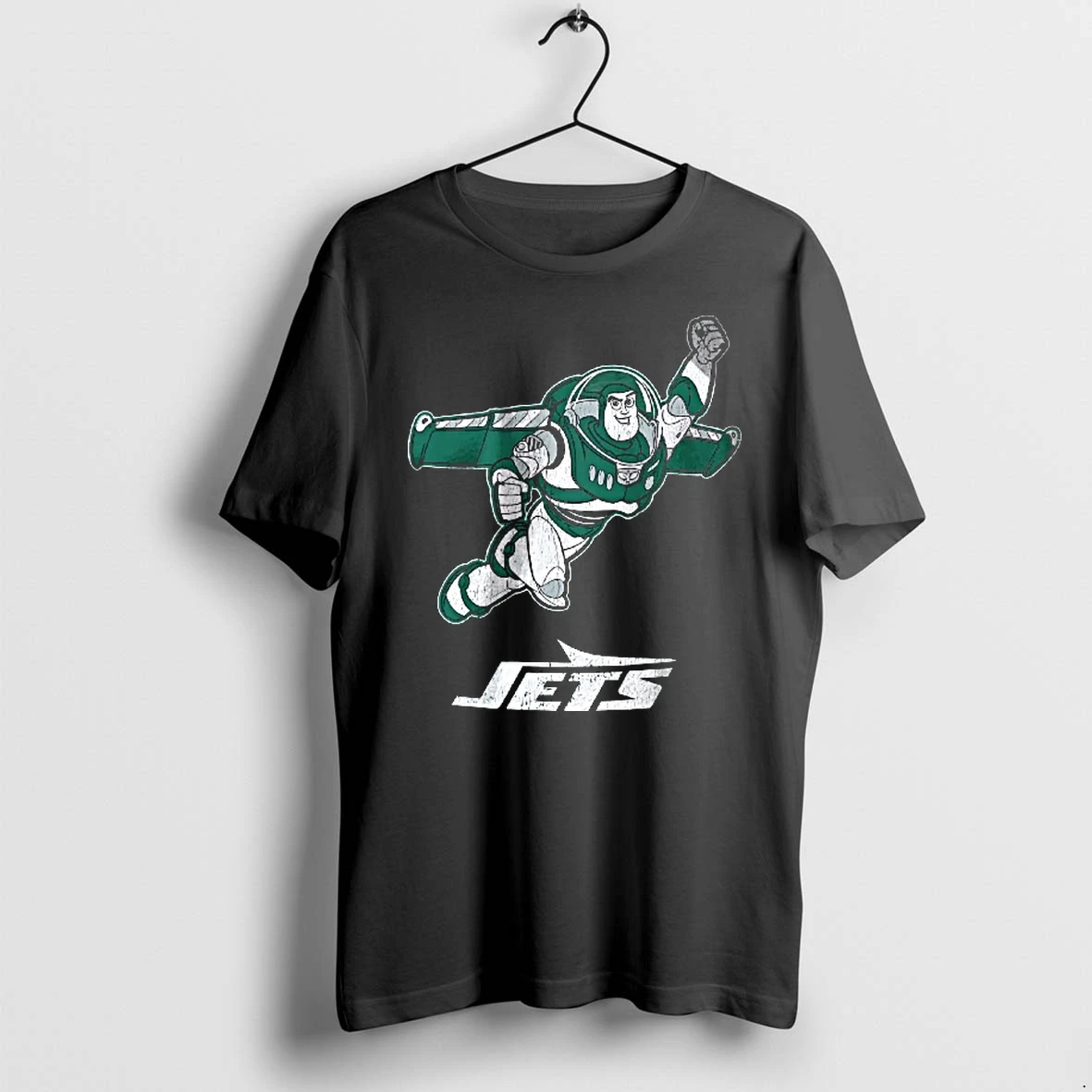 Officials New York Jets Nfl Buzz Lightyear Flying Distressed Cartoon Youth T Shirt Sweater Hoodie