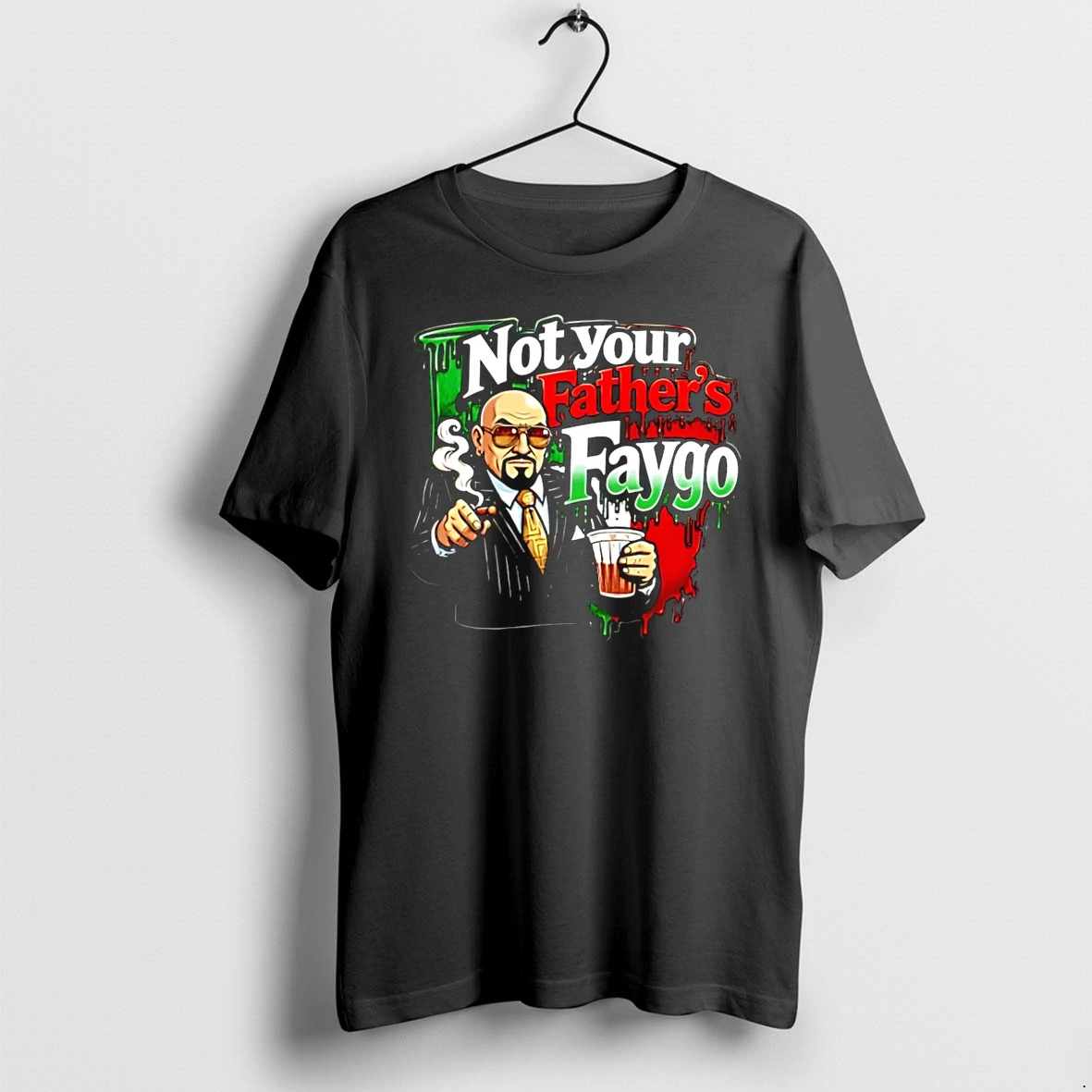 Officials Not Your Fathers Faygo Mobster Pinstripe Suit Cigar Dripping Paint Black T Shirt Sweater Hoodie