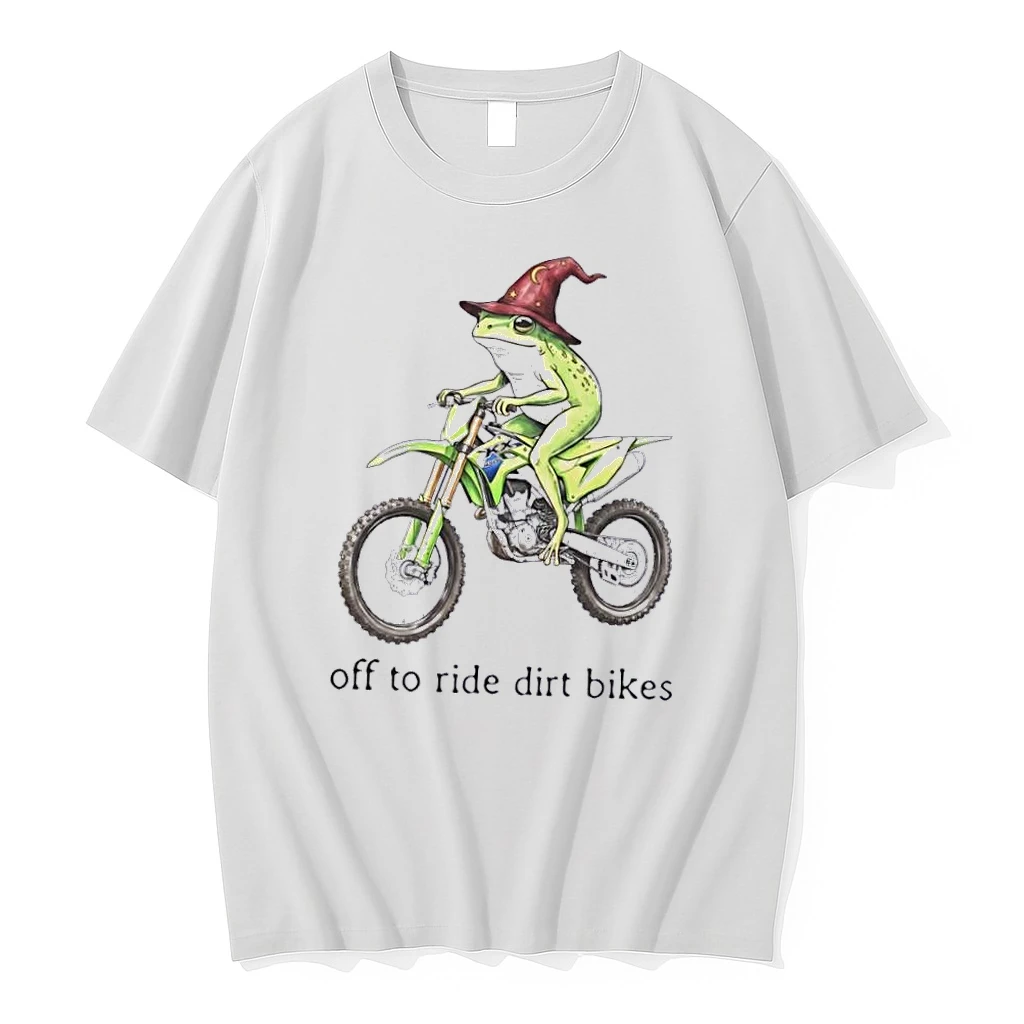 Officials Off To Ride Dirt Bikes Green Frog Wizard Hat Motocross Cartoon White Womens T Shirt Sweater Hoodie