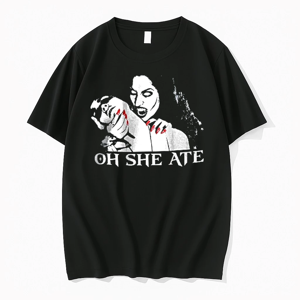 Officials Oh She Ate Female Vampire Biting Neck Red Nails Stencil Youth T Shirt Sweater Hoodie