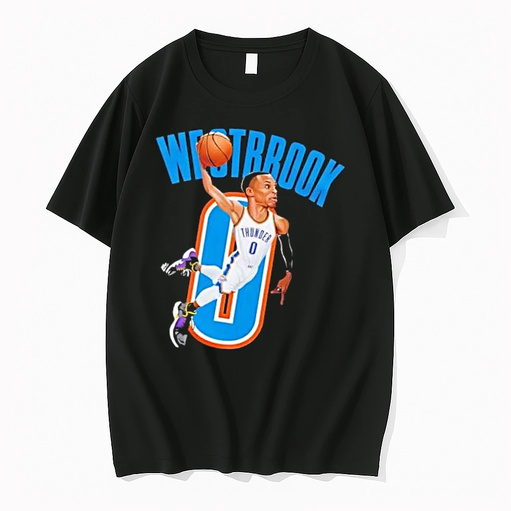 Officials Oklahoma City Thunder Nba Westbrook Caricature Dunking Basketball Number 0 Mens T Shirt Sweater Hoodie