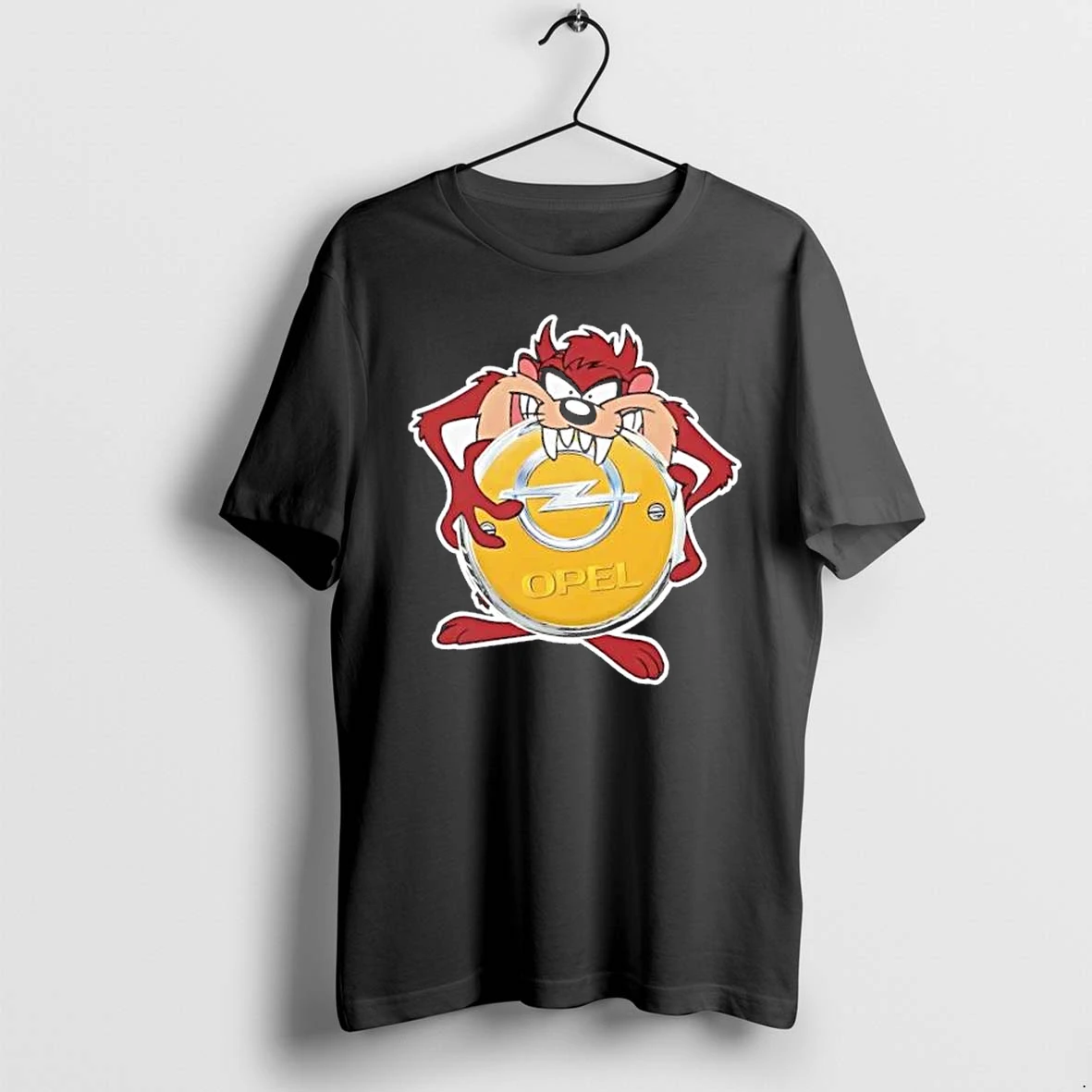 Officials Opel Cartoon Tasmanian Devil Holding Yellow Car Badge Emblem Mens Premium T Shirt Sweatshirt Hoodie