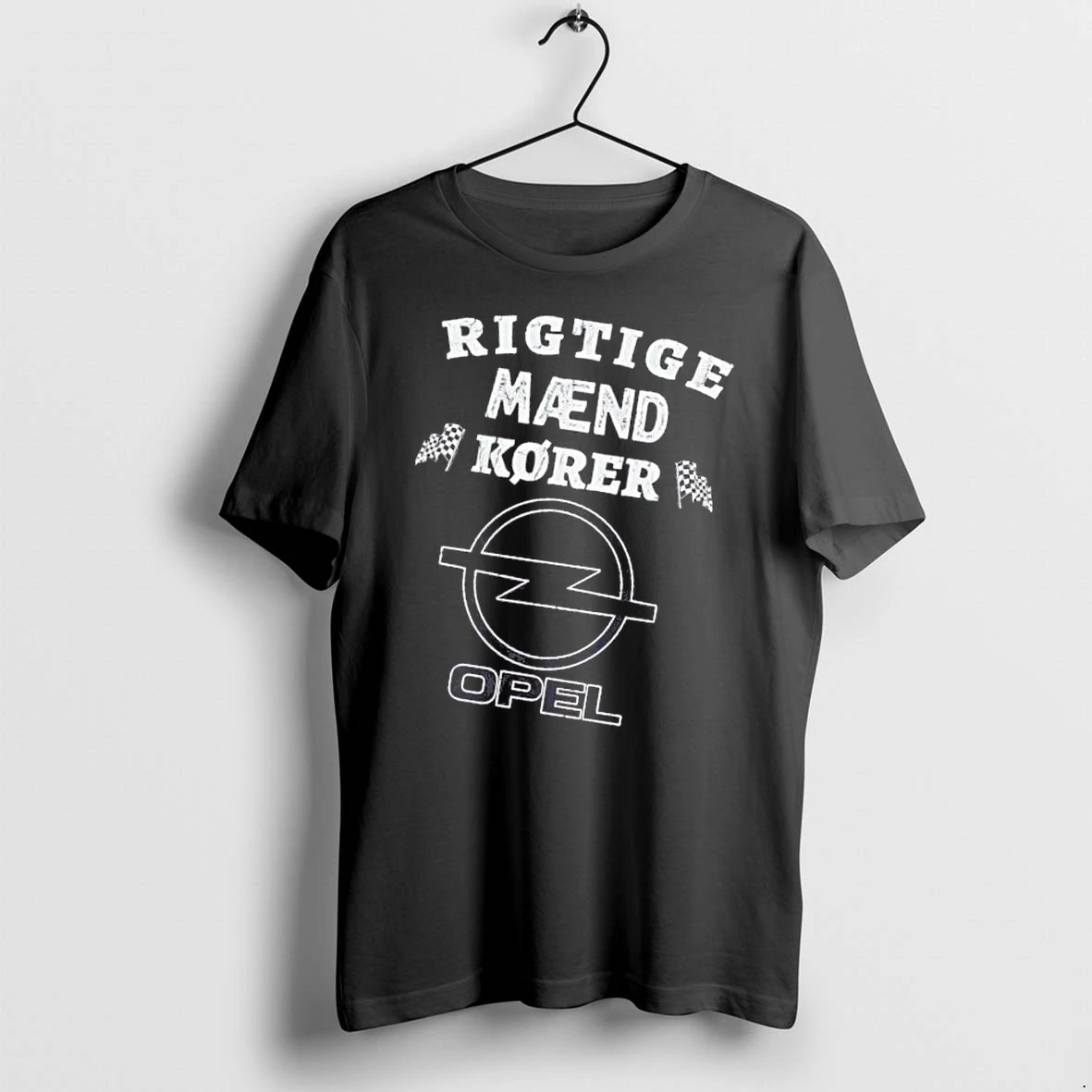 Officials Opel Rigtige Maend Korer Distressed Logo Checkered Racing Flags Mens Premium T Shirt Sweatshirt Hoodie
