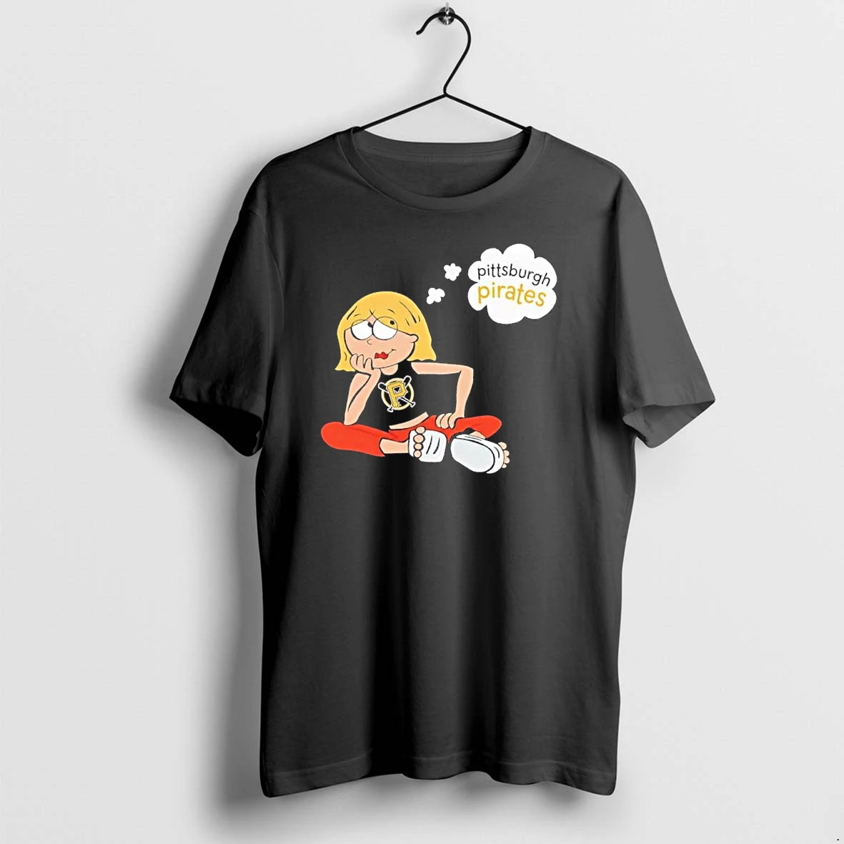Officials Pittsburgh Pirates Mlb Cartoon Blonde Girl Sitting Thought Bubble Mens T Shirt Sweater Hoodie