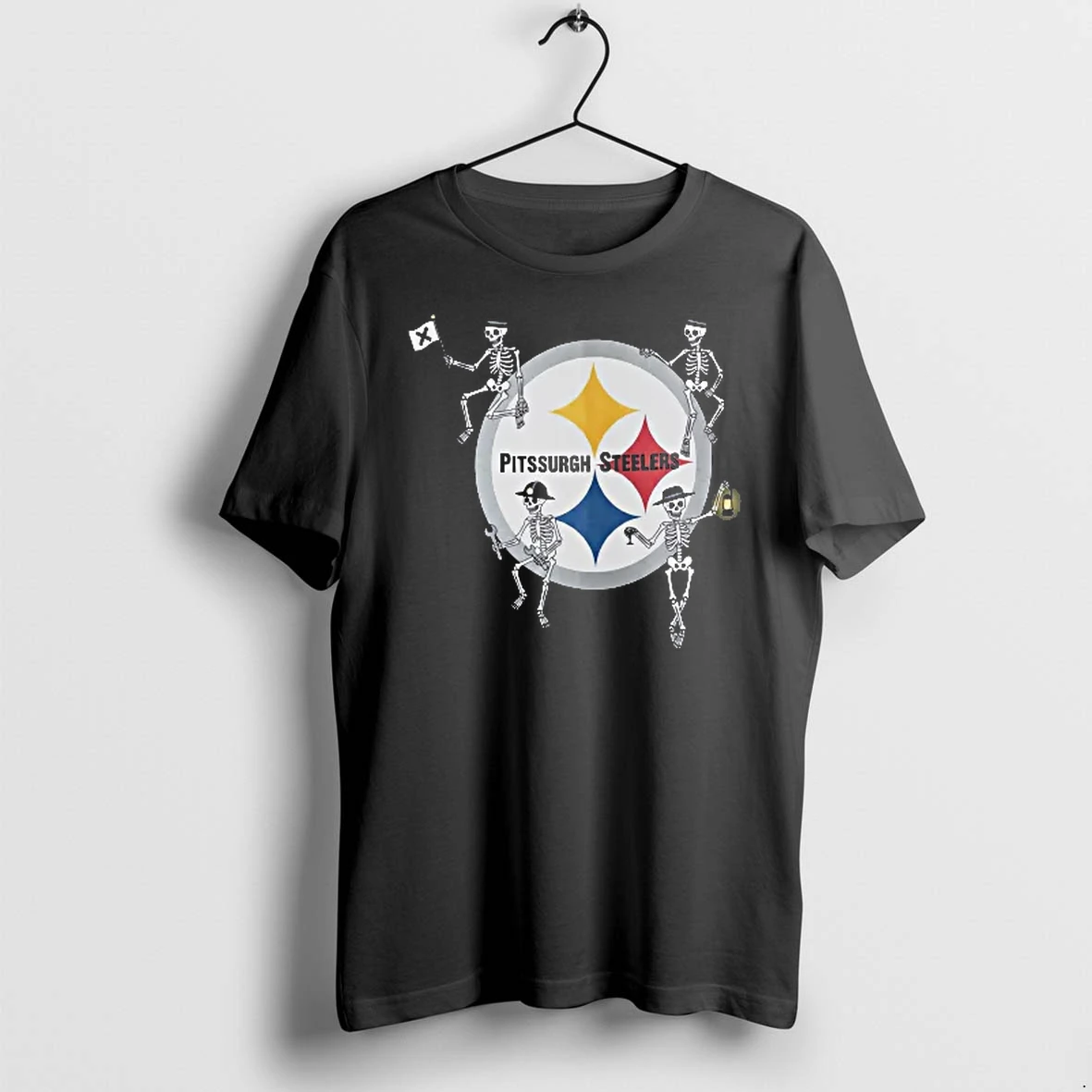 Officials Pittsburgh Steelers Nfl Cartoon Skeletons Holding Lantern T Shirt Sweater Hoodie