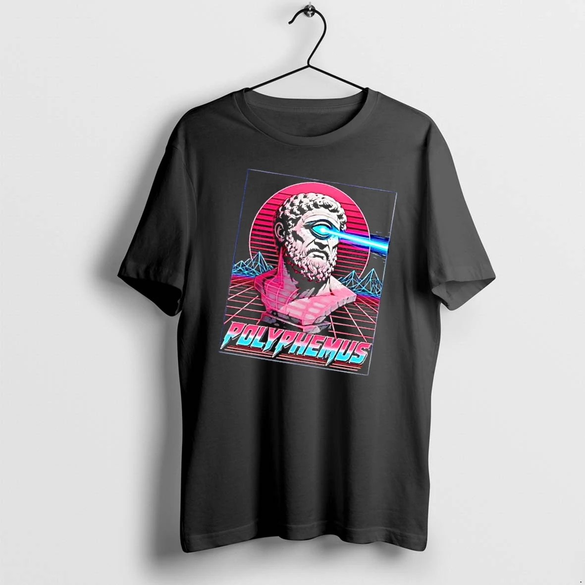 Officials Polyphemus Retro Synthwave Neon Cyclops Bust Glowing Laser Eye Grid Mens Premium T Shirt Sweatshirt Hoodie