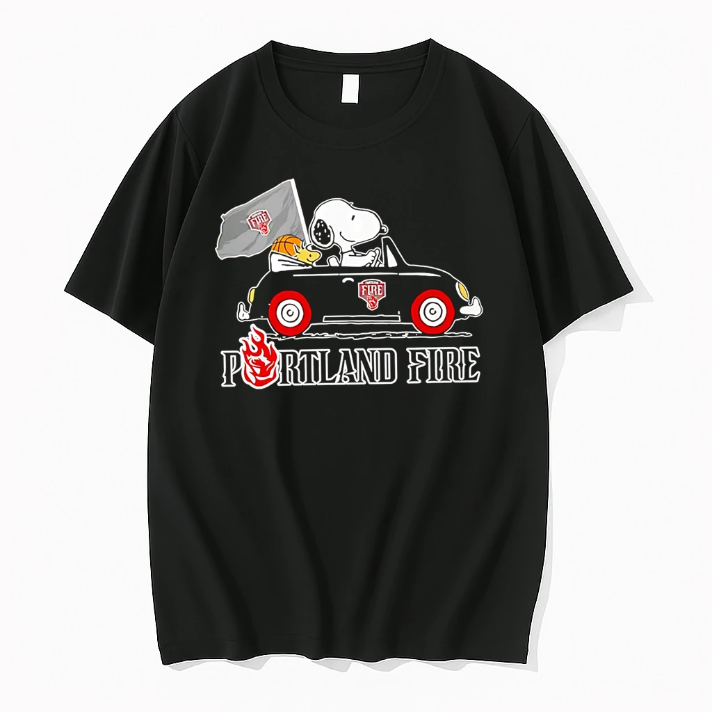 Officials Portland Fire Snoopy And Woodstock Driving A Car Graphic T Shirt Sweater Hoodie
