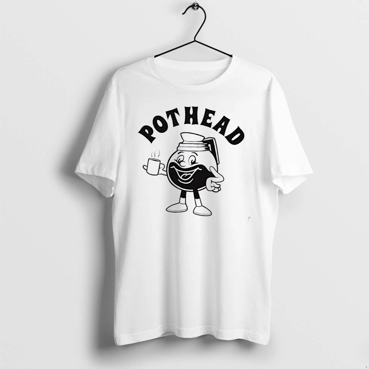 Officials Pothead Vintage Cartoon Coffeehouse Carafe Holding Cup White Womens T Shirt Sweater Hoodie