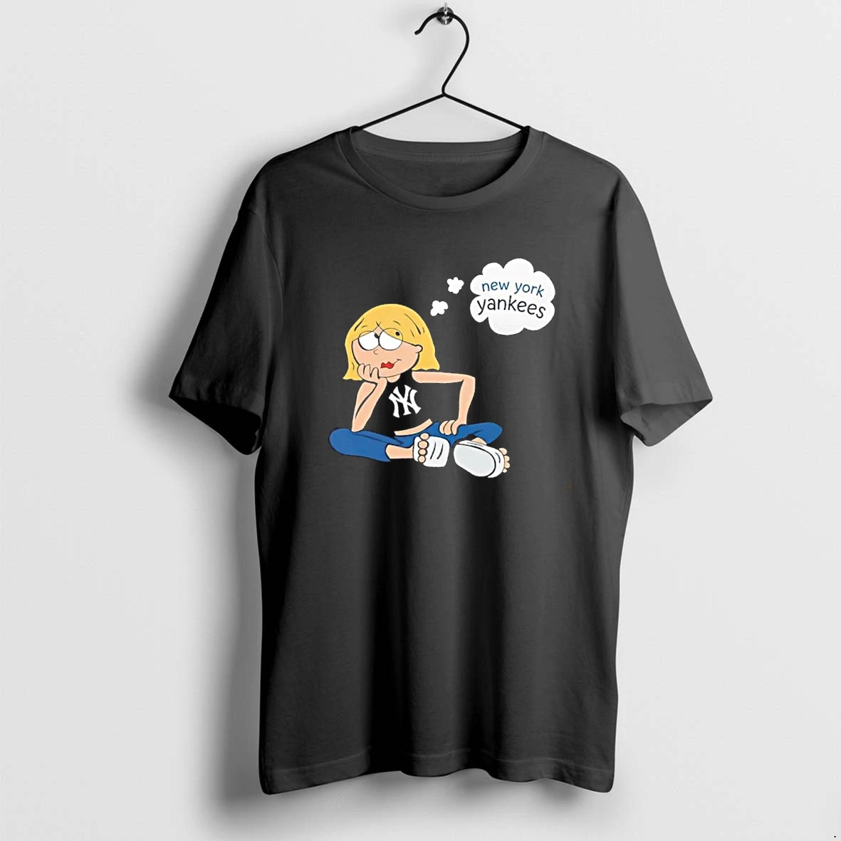 Officials Premium New York Yankees Mlb Cartoon Blonde Girl Thought Bubble Sitting Mens T Shirt Sweater Hoodie