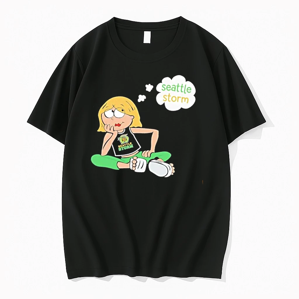 Officials Premium Seattle Storm Wnba Cartoon Blonde Girl Daydreaming Sitting Cross Legged Mens T Shirt Sweater Hoodie