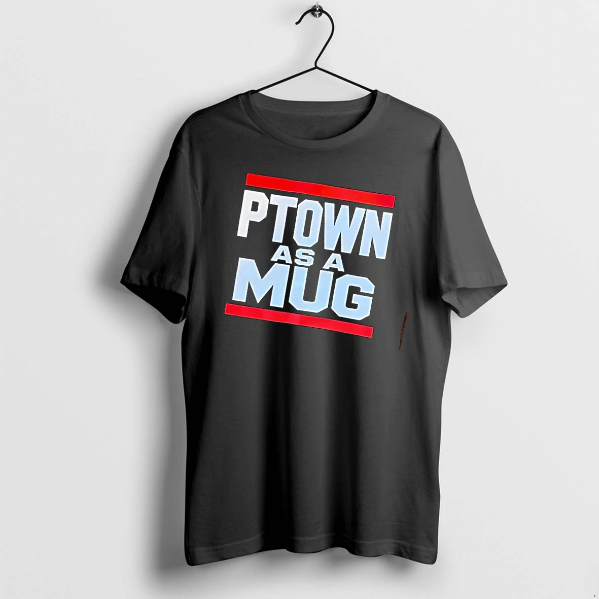 Officials Ptown As A Red Horizontal Bars White Varsity Block Lettering Mens T Shirt Sweater Hoodie