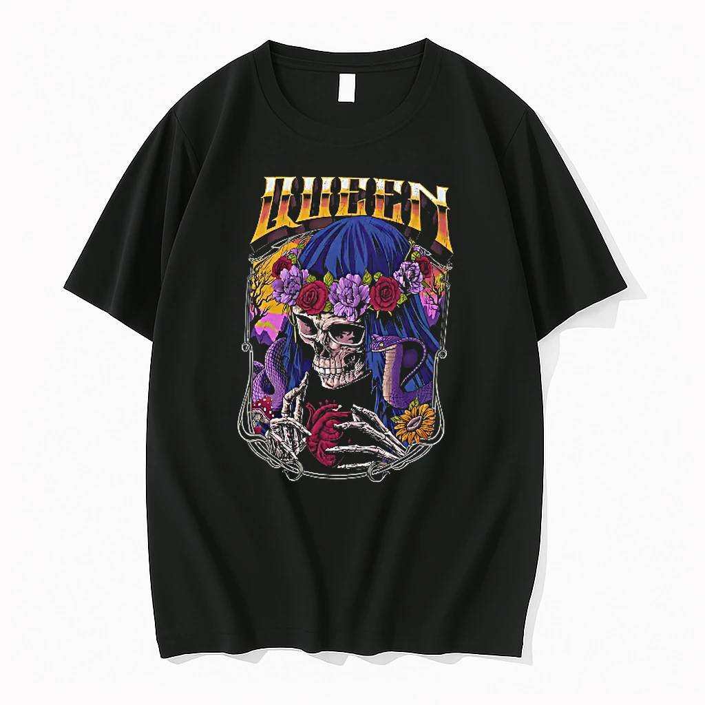 Officials Queen Skull With Flowers And Cobra Snake T Shirt Sweater Hoodie