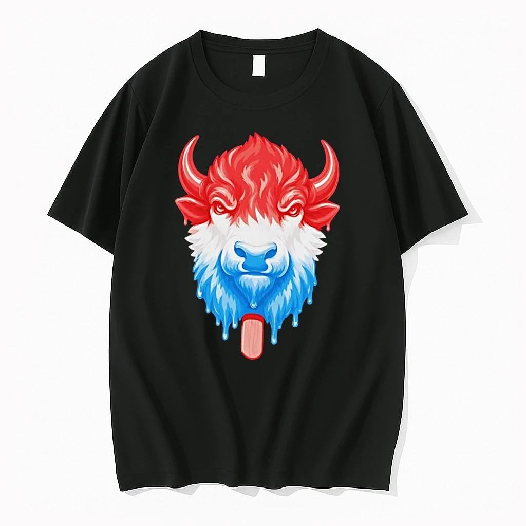 Officials Red White Blue Melting Buffalo Popsicle Black T Shirt Sweater Hoodie